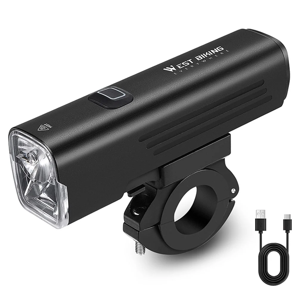 Pyöränvalo 1000 lumenia WEST BIKING YB0701387, ladattava USB:llä, 7 tilaa
