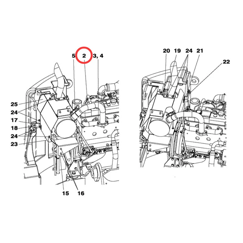 Äänenvaimentimen pakoputki KAH1355 Sopii malleihin CASE Excavator CX75SR CX80