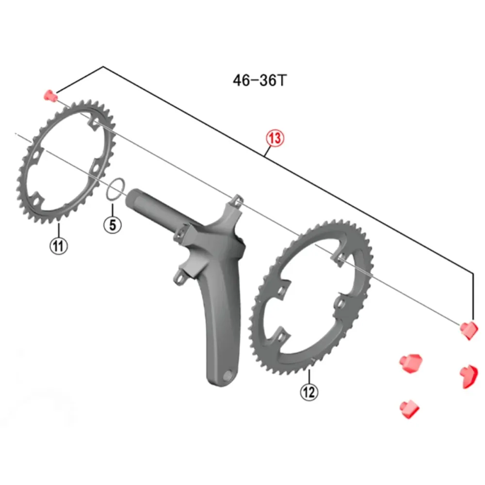 4 ruuvin ja holkkien sarja SHIMANO ULTEGRA FC-R8000 46-36 kampiakselien yhdistelmälle.