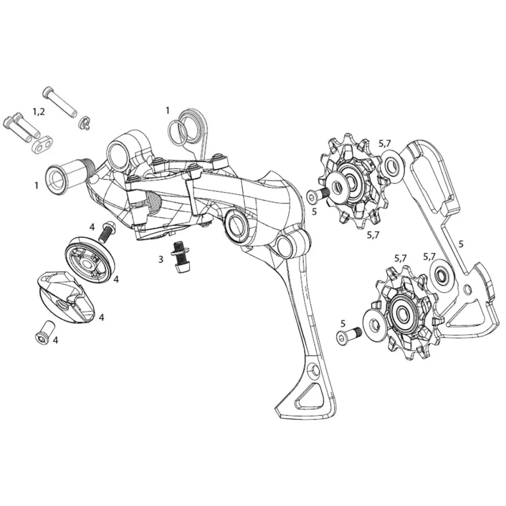 SRAM GX DH / X01DH 7V takavaihtajan B- ja työntöruuvisarja #11.7518.068.000