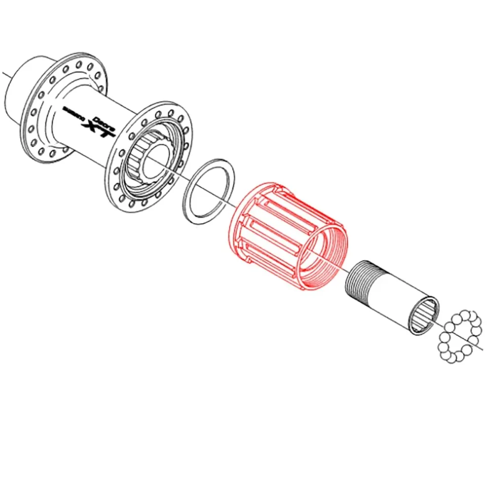 Vapaarattaan runko SHIMANO XT WH-M770/785 pyörille 9mm akseli