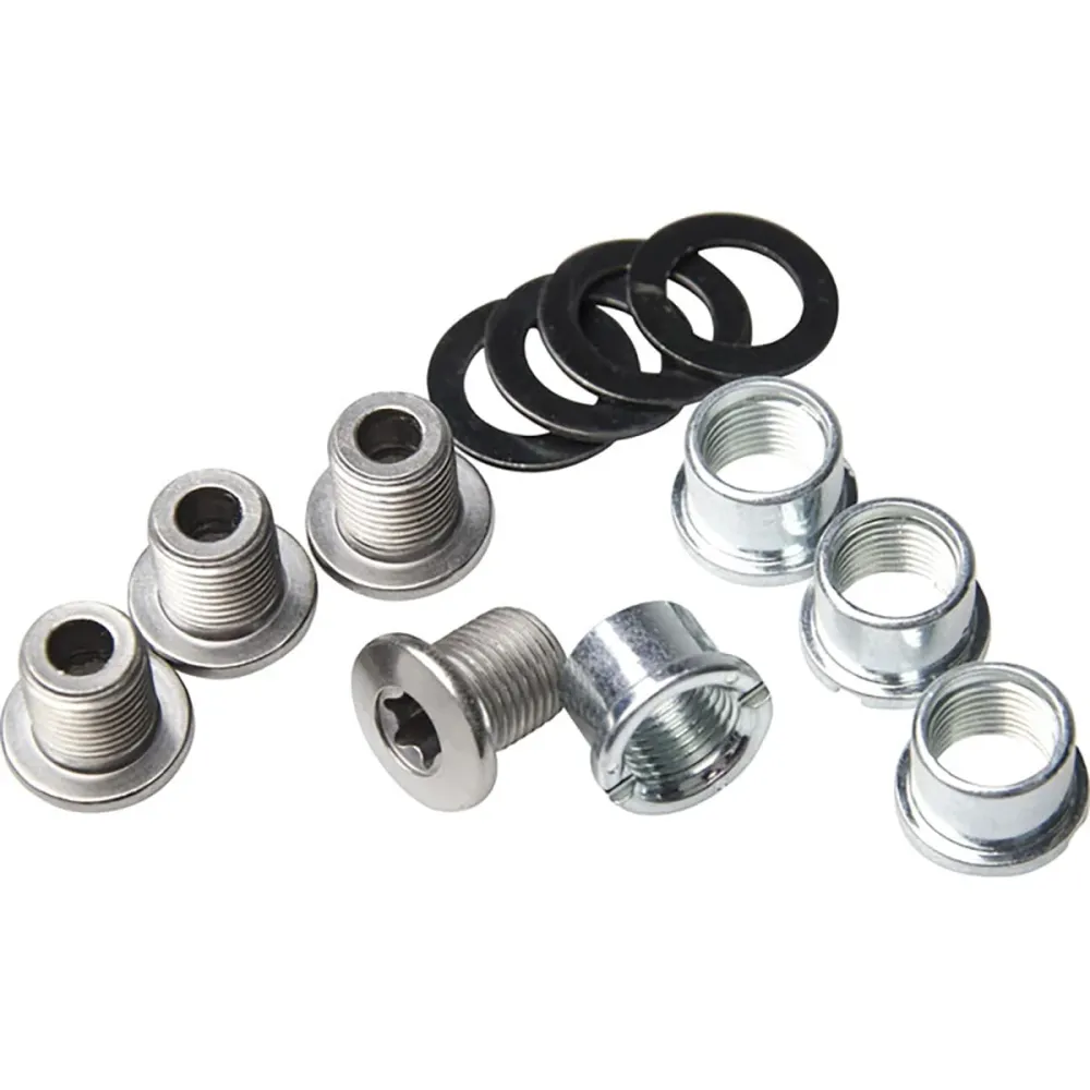 4 M8x8,5 mm:n ruuvipaketti ja piiput SHIMANO ZEE FC-M640 kampiakselille.